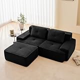 Luscriate Boneless Modular Sofa, Modernes Sofa für Wohnzimmer mit 74cm Tiefsitz, Cord Sofa, Cloud Polstersofa Couchs kombinierbar, für Wohnzimmer (Black, 2S+1)