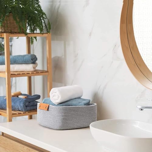 Image of GUDDE Cotton Rope Woven Storage Basket for Toys, Laundry & Blankets | Nursery Organizer Bin | Dog Toy Basket | Decorative Gift Hamper | Jute Style Home Storage (Grey)
