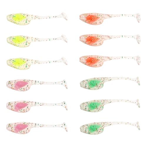 EMSea 40pcs 5cm Crappie Lures 0.8g Shad Baits Artificial Soft Lures Fishing Lures T Tail Lures Pink Orange Yellow Green Artificial Silicone Baits