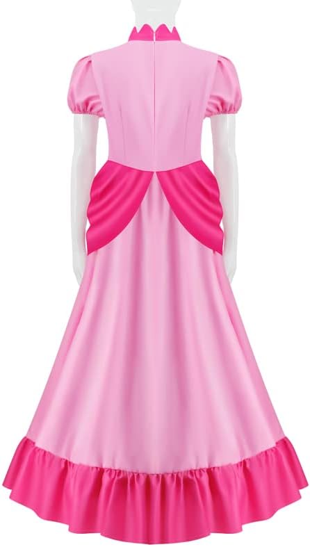 Miniatura 3 de LILLIWEEN Disfraz de princesa melocotón para mujer, vestido de melocotón, disfraz de margarita rosalina, disfraz de Super Brothers Halloween