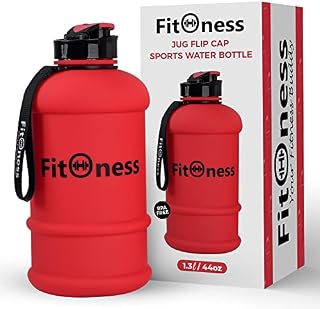 Fitoness Big Water Bottle - 1.3 litre water bottle with Premium Leak Proof Lid, BPA Free Material with Markings to track Water Intake Ideal for Kids School Water Bottle, Workout, and Travelling