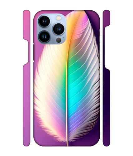 Image of ''Feather ''- (White-Sky Blue) Printed Hard Mobile Back Cover & Case for iPhone 13 Pro (6.1 inch), Designer | Protective & Premium Cover & Case
