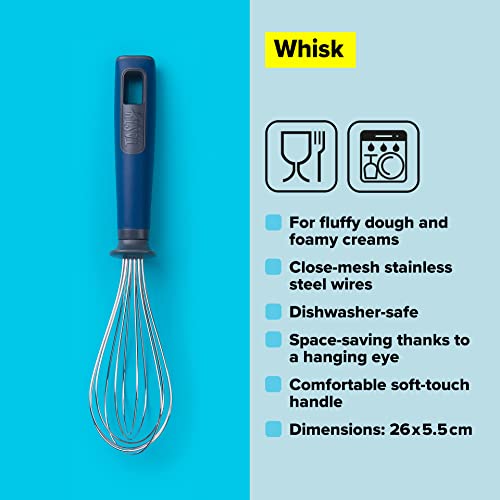 Tasty Everyday Stainless Steel Whisk with Soft-Touch Handle, Multifunctional Balloon Whisk for Stirring and Whipping Ingredients, Kitchen Whisk Stirrer, 26x5.5cm Colours: Dark Blue, Grey, Silver - Image 3