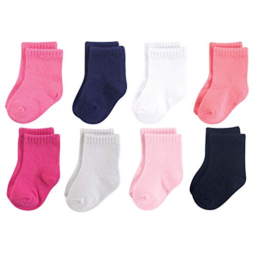 Luvable Friends unisex baby Fun Essential Socks, Pink Black, 0-6 Months US
