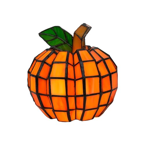 Weinexra Stained Glass Pumpkin Lamp Pumpkin Stained Glass Lamp 2025 Halloween Pumpkins Ornaments Starry Night Indoor Pumpkins Lantern Decorations for Home Holiday Party (1PC)