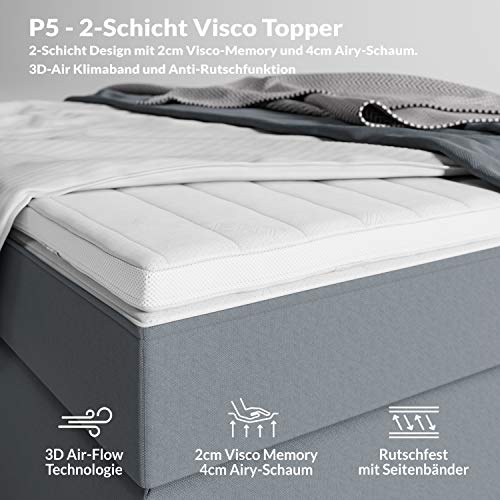 Boxspringbett 160×200 Innocent P5 LED in Weiß Kunstleder