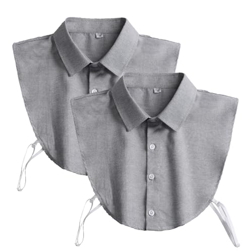 QLX Detachable Collar - Cotton Half Shirt Dickey for Men & Women, 6 Sizes (Plus), White