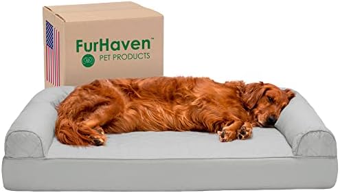 Furhaven XL Orthopedic Dog Bed Quilted Sofa-Style w/ Removable Washable Cover - Silver Gray, Jumbo (X-Large)
