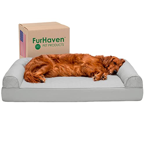 Furhaven Xl Orthopedic Dog Bed Quilted Sofa-Style W/ Removable Washable Cover - Silver Gray, Jumbo (X-Large) #TOP2