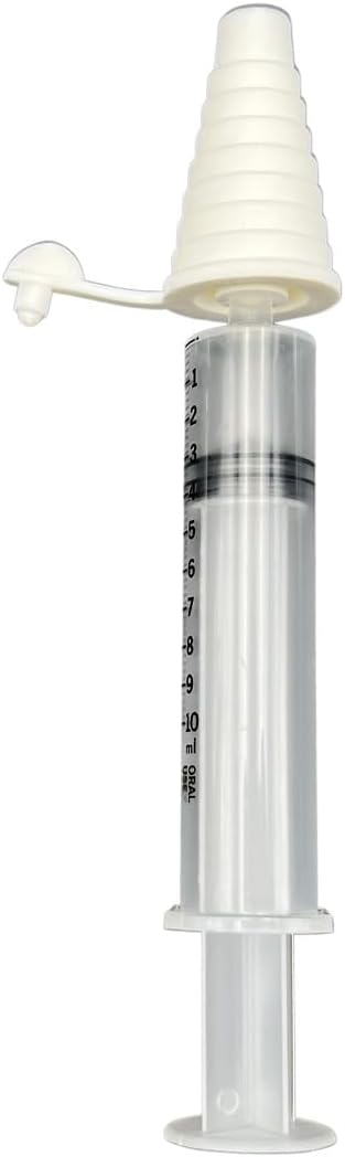 Clear Oral Syringe 2 tsp (10 ml) Calibrated in tsp and ml with Bottle Adapter (Pack of 2)