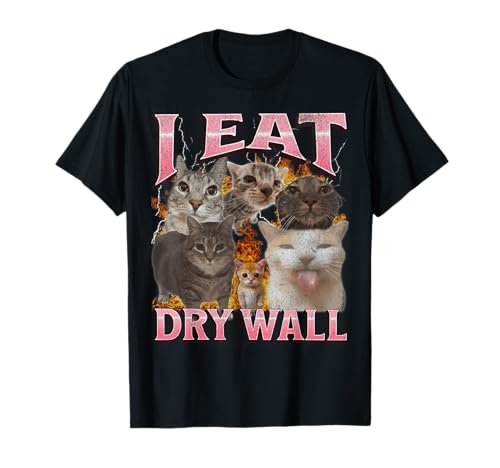 I Eat Cement Funny Cat Meme Bootleg Graphic T-Shirt