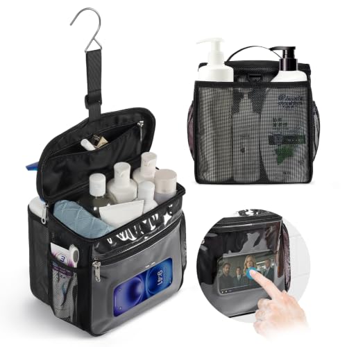 Bukere Shower Caddy Mesh Tote Bag, Portable College Dorm Room Essentials, Large Capacity Separate Compartment Quick Dry Mesh, Hanging Toiletry Organizer Bag for Student, Bathroom, Gym, Travel, Camping