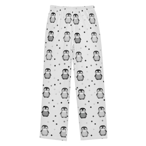 J JOYSAY Cartoon Penguin Dot White Pajamas Pants Soft Long Pajama Bottoms Lounge Sleep Pants Size S-XL