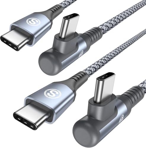タイプc ケーブル L字【2本セット 2m】Sweguard USB C-C ケーブル【PD QC3.0対応60W急速充電】iPhone 16 15 充電ケーブル充電器アイフォン16 15/いphone15 16 pro Max, MacBook Pro/Air iPad Pro、Samsung Galaxy S24 S23 S22,Sony,Pixel等Type-c機種対応(灰)