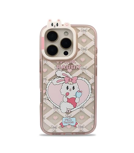 Image of Pink Rabbit Case Cover for iPhone 16 Pro | Cute Animal Design | Soft TPU Back Cover | Slim Fit & Shockproof | Anti-Scratch Finish | Lightweight Protective Case