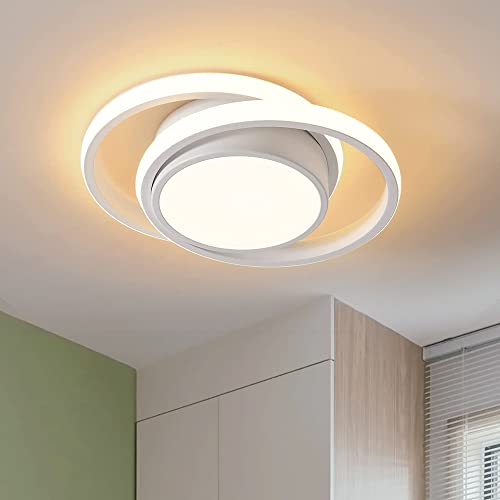 DELIPOP Plafon Led Techo, Lámpara de Techo Led Modernas 32W, Luz de Techo Led Redonda 2400LM Blanca Cálida 3000K, Plafones para Dormitorio Comedor Cocina Pasillo, Largo 26cm (Blanca) Cover
