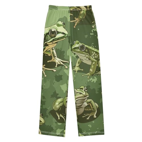 ZZXXB Frog Camouflage Boys Long Pants Soft Trousers Elastic Waist Kids Lounge Bottoms with Pockets S-XL