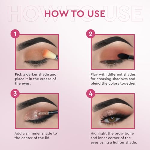 Image of C2P Pro Deep Rose 18-Color Eyeshadow Palette-Highly Pigmented, Long-Lasting, Matte & Shimmer Versatile Shades for Any Look, Vegan and cruelty-free