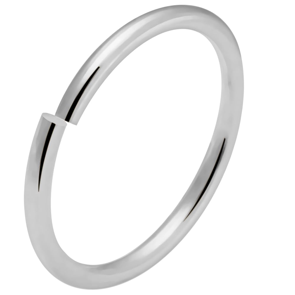 14k oro solido 18 Gauge - 8MM di diametro cerchio aperto continuo senza cuciture naso anello Piercing da naso