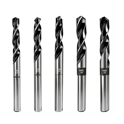 Image of NORTOOLS Blacksmith Drill Bit,5-Piece Heavy-Duty Drill Bit Set, 1/2" Straight Shank HSS Twist Drills (11-12-13-14-15mm) - For Iron, Steel, Stainless Steel, Wood & More