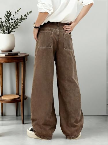 QNIM Men's Loose Fit Casual Jeans (Q-62-65) Coffee - Image 5