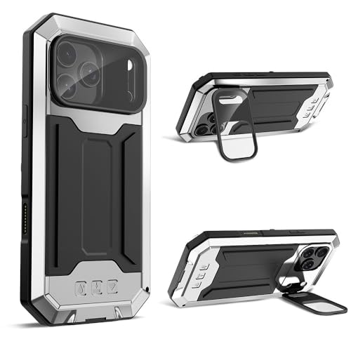 Coque rigide en métal argent pour iPhone 16 Plus au design épuré