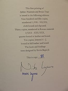 Hardcover Sphinx Mountain and Brown Trout Book
