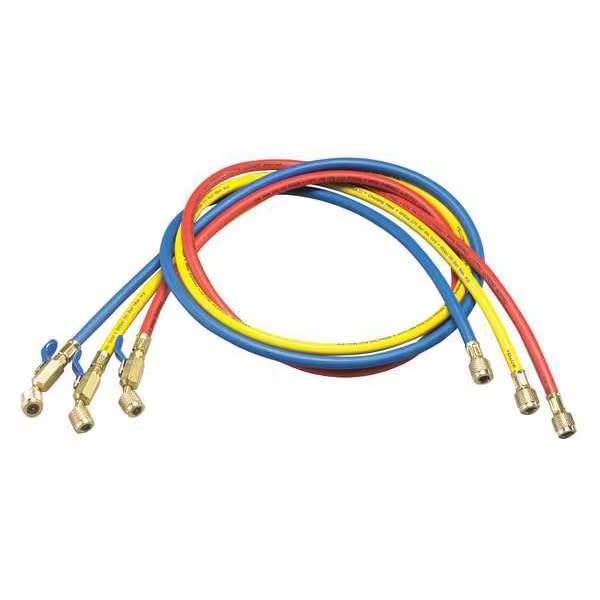 Manifold Hose Set, 36 In, Red, Yellow, Blue, Angle: 45 Degrees 29983-A