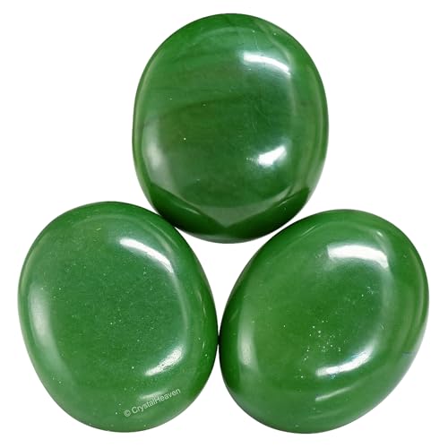 Image of Certified Dark Green Aventurine Crystal Palm Pebbles Stones for Anxiety Stress Relief Massage - AAA Grade Original Healing Gemstone Agate Palm Stone for Yoga Meditation Spiritual Reiki Feng Shui