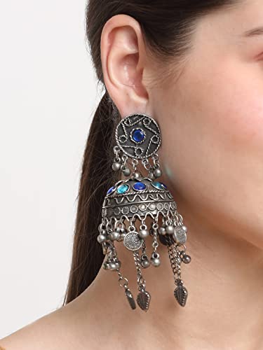 Celebrity Inspired Oxidised Silver Jhumki Earrings