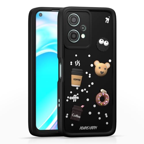 Image of Bintage Cute Fun Taddy Cartoon 3D Ball Bear Milk Donut Coffee Cup Silicon Case Full Body & Camera Protection Back Cover Compatible for OnePlus Nord CE 2 Lite 5G - Black