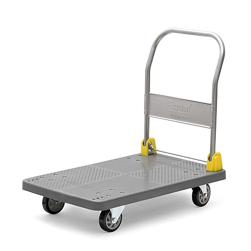 Image of Equal 400kg Portable Foldable Platform Trolley - Heavy-Duty PP Frame - 360 Degree Rotating High-Density PU Wheels - 1-Year Warranty - Warehouse, Factory and Industrial Use (90cm x 60cm)