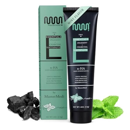 MasterMedi Nano Hydroxyapatite Whitening Toothpaste with Xylitol, Charcoal & Spearmint – Fluoride & SLS Free, Remineralizing Formula for Sensitive Teeth, Enamel Repair, 4 oz (Pack of 1)