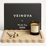 Veinova Travertin-Tablett mit gewelltem Rand, elegantes dekoratives Tablett aus natürlichem Marmor für Schminktisch, Badezimmer, Küche und Heimdekoration, reiner Naturstein, Premium-Verpackung, groß