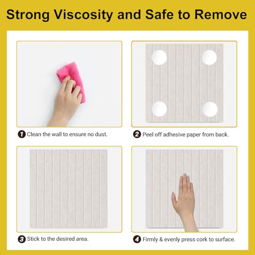 Acidea Große Filz Pinnwand Selbstklebend, 120x90cm, 12 Stück Filzboard Memotafeln Modern mit 50 Pushpins, 30x30cm Fototafel Memo Boards Bulletin Board Wanddekoration für Büro Küche, Fotos Memos