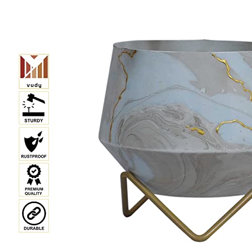 vudy Modern Designer Tabletop Metal Plant Stand Pot - Mid Century Decorative Indoor Plant Pots for Living Room, Balcony and Garden (Design1)