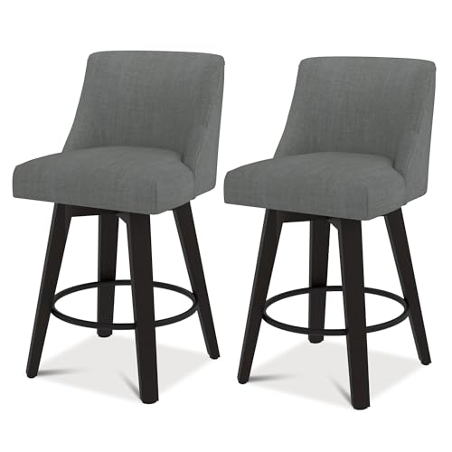 Image of 26 inch Counter Height Swivel Bar Stools, Set of 2, Charcoal Grey