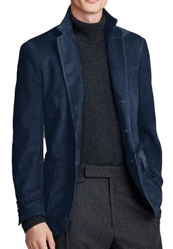 Suit for Men Suede Jacket Slim Fit Single Breasted Coat Casual Retro Sport Jacket
