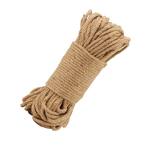 ZEONHAK Cuerda de yute natural de 60 m x 8 mm, cuerda de cáñamo trenzado para manualidades, cordel de equipaje
