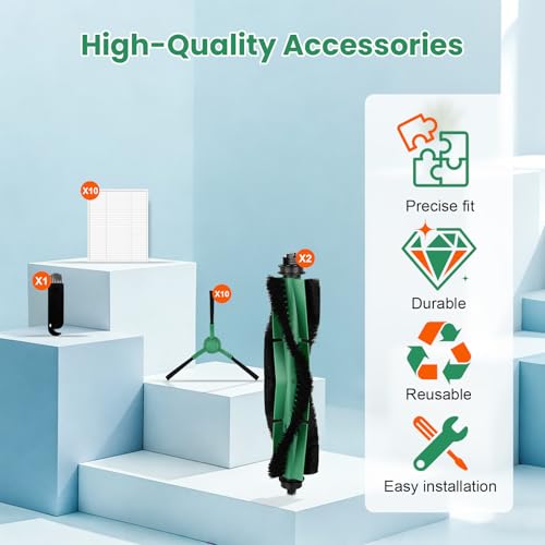 Image of 23 Pcs Accessories Kit for iRobot Roomba 104,105,105X Vac /Combo,Y0140, Y0110, Q0520, Q0120, Q011 Robot Vacuum, Replacement Parts include 2 Main Brushes, 10 Hepa Filters,10 Side Brushes,1 Cleaning Tool