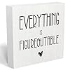 Mmiishe everything is figureoutable wooden box sign decorative inspirational farmhouse wood box sign home office decor motivational gift rustic square desk decor sign for shelf 5 x 5 inches  urban country home decor