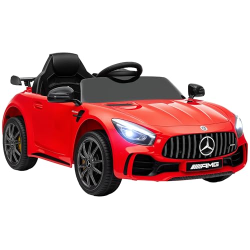 AIYAPLAY Kinder Elektroauto 12V Elektrofahrzeug mit 2,4G Fernbedienung, Lichten, Musik, Stützräder, 3-5 km/h, Kinderauto mit USB, MP3, Rückwärtsfunktion, Sanftstart, für Kinder 3-6 Jahre, Rot