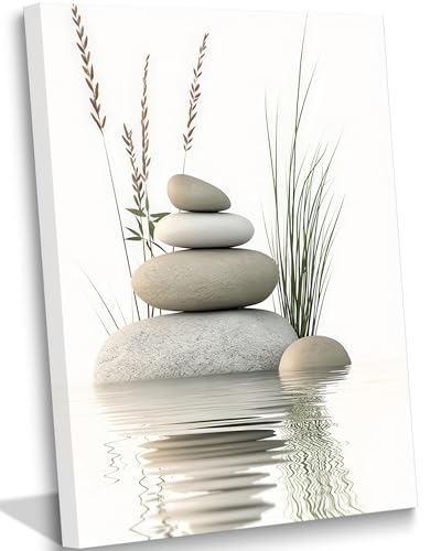 KBIERQN Zen Stone Canvas Wall Art Stacked Stones in Water