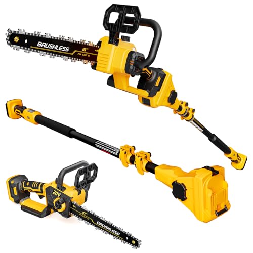 Image of 2-IN-1 Cordless 10-Inch Pole Saw & Chainsaw Compatible with DEWALT 20V MAX* Battery, Total Reach of Max 14.5ft, Electric Pole Saw for Tree Trimming Pruning (Tool Only-Battery & Charger not included)