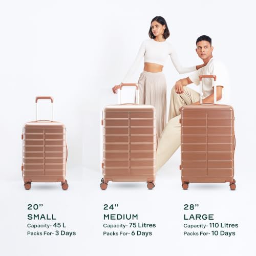Image of Assembly Odyssey Trolley Bag Set of 2 20, 24 Inch (55 & 65cm) Hard Shell Polycarbonate Luggage Set Lightweight with TSA Lock 8 Spinner Wheels Brown