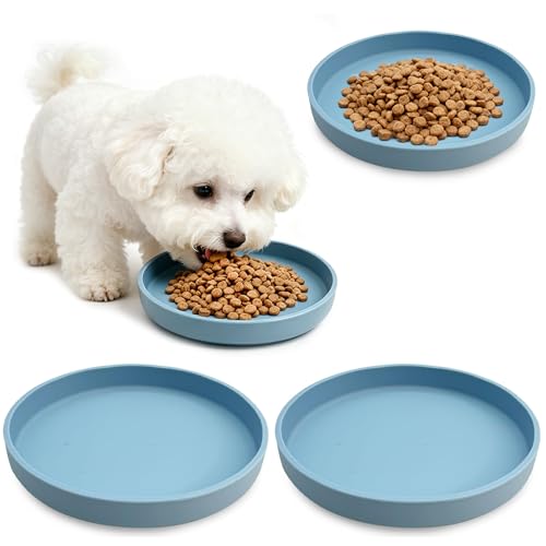 Silicone Dog Bowls 7 Inch for Dry and Wet Food Blue 2-Pack