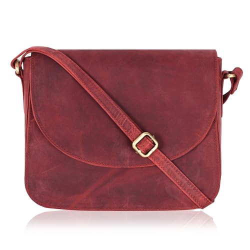 Image of Genuine Leather Shoulder Crossbody Purse For Women with Adjustable Strap, Mobile Pocket & Outside & Inside Zipper