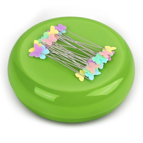 Oukitoymer Magnetic Pin Cushion with 100pcs Butterfly Head Straight Pins,