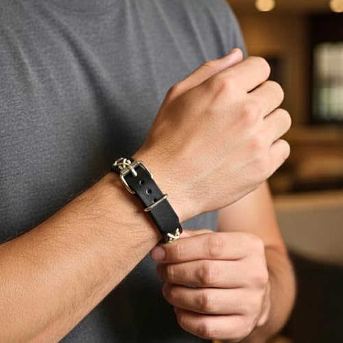 Image of THE MEN THING REBEL STITCH - 18mm Genuine Leather Adjustable Bracelet for Men & Boys (9 inch)