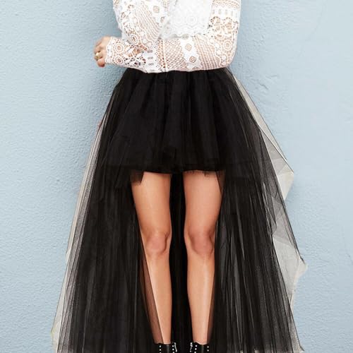 Women Hi-Lo Long Tutu Tulle Bustle Skirt Tulle Skirt A Line Tulle Dress Elastic Waist Festival Party Skirt4